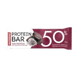 Nutrend Protein Bar 50 Cookies Cream, 50 g | Snack Proteico al gusto di biscotti e crema