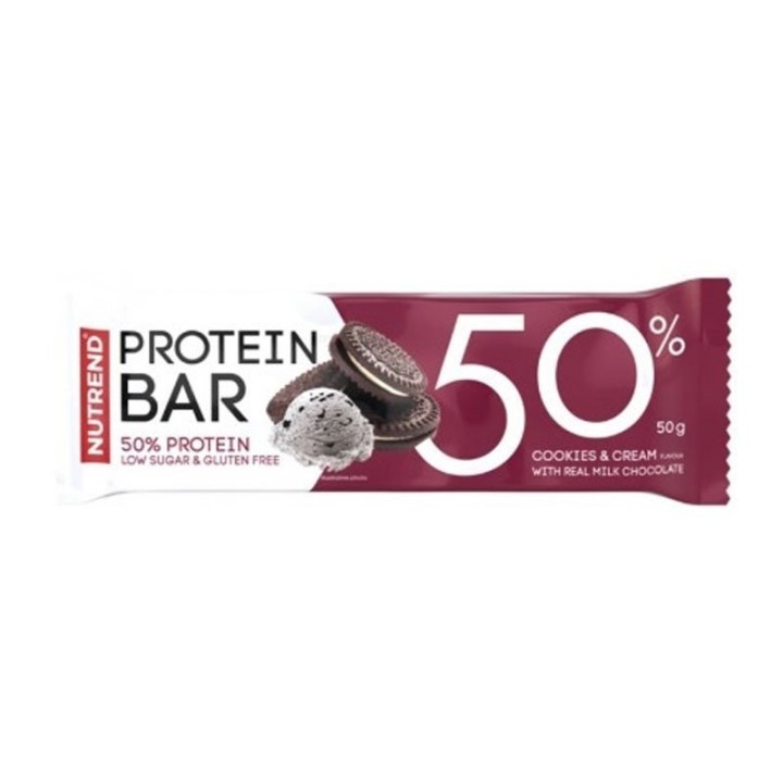 Nutrend Protein Bar 50 Cookies Cream, 50 g | Snack Proteico al gusto di biscotti e crema