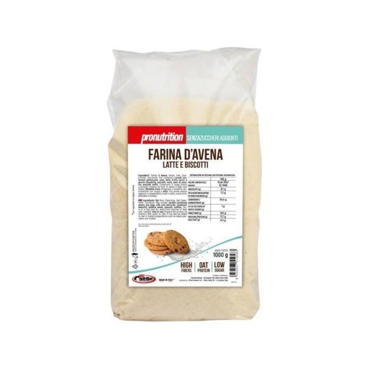 Pro Nutrition Farina di Avena Latte e Biscotti 1kg: Gusto Nutriente per una Colazione Saporita