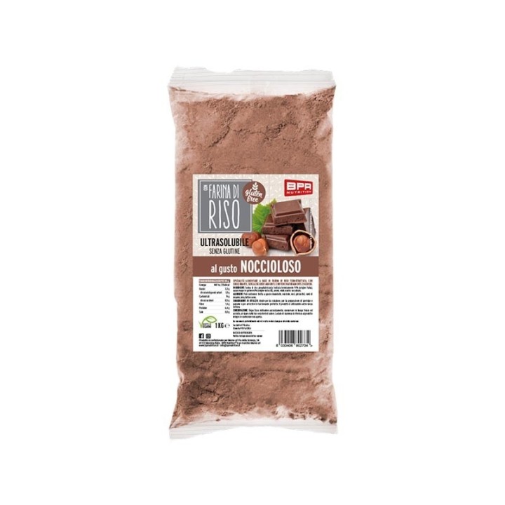 Bpr Nutrition Farina di Riso 1kg Noccioloso | Farina di Riso Aromatizzata alla Nocciola