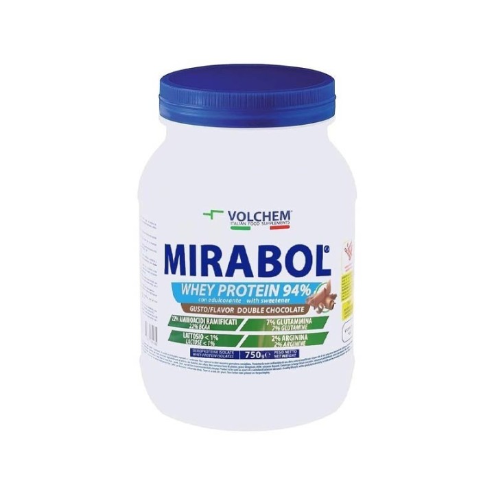 Volchem Mirabol Whey Protein 94 Doppio Cioccolato 750g - Proteine per Muscoli