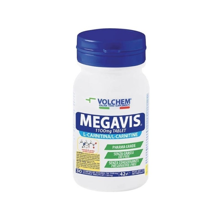 Volchem Megavis L-Carnitina 1100mg | Energia e Controllo Peso 30 Compresse