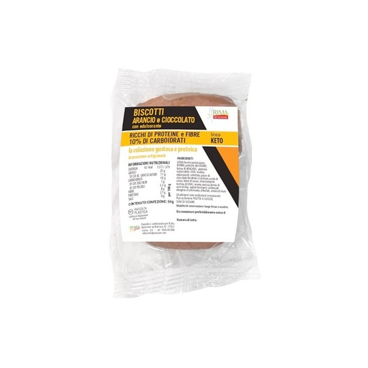 Ri.ma Biscotti Arancia e Cioccolato - 50g - Senza Zuccheri Aggiunti e Ricchi di Fibre