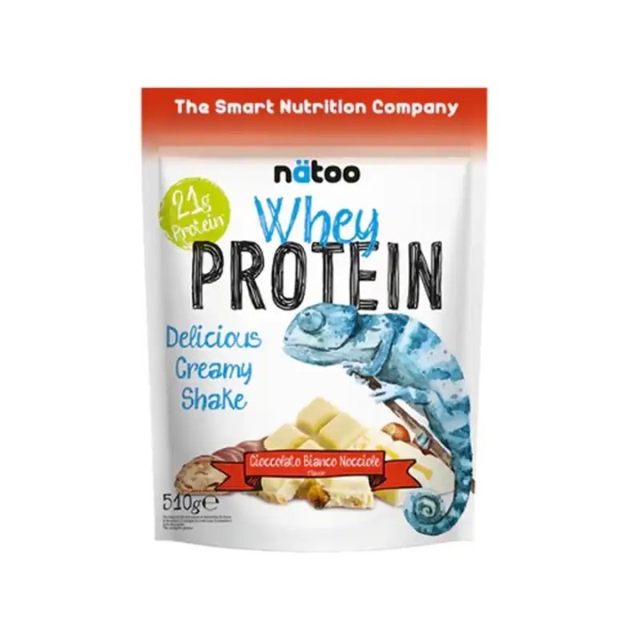 Natoo Whey Protein Cioccolato Bianco e Nocciole – 510g | Proteine Whey Gusto Goloso