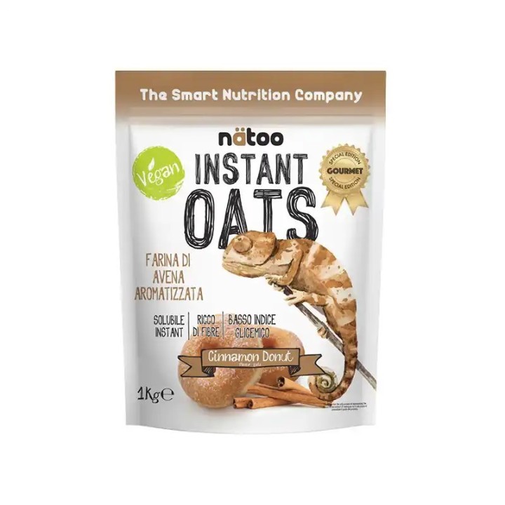 Natoo Instant Oats Cinnamon Donut – 1kg | Farina d’Avena Istantanea Gusto Cannella
