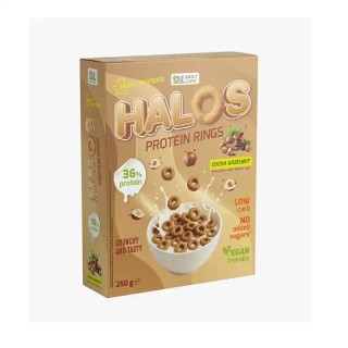 Halos Protein Rings Cocoa Hazelnut 250 g | Cereali proteici vegan