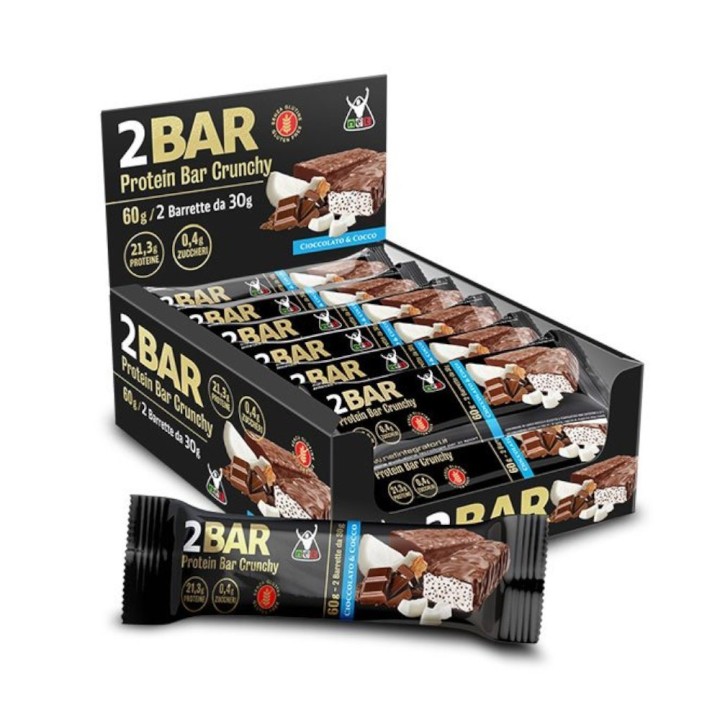 Net Integratori 2BAR Barrette proteiche crunchy 2x30 gr (Confezione 12 barrette) | Protein Power